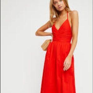 Red Linen Free People Donna Maxi Dress